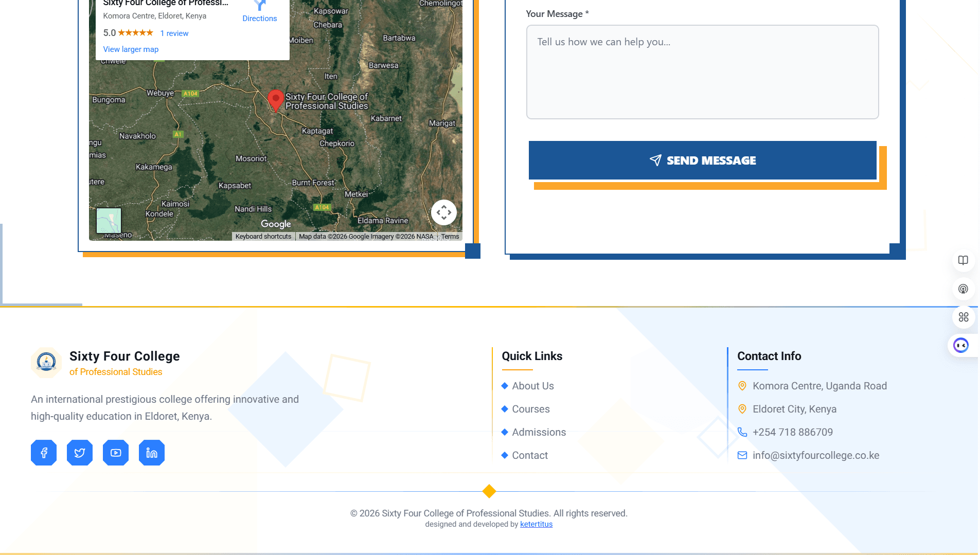 64 College desktop screenshot in light mode