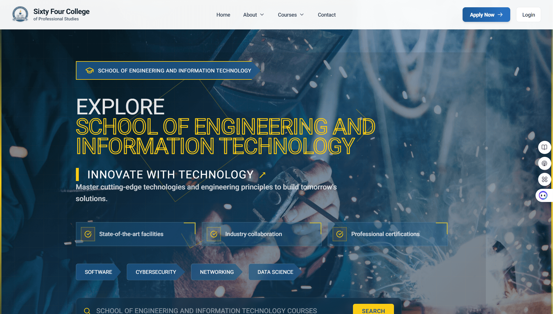 64 College desktop screenshot in light mode