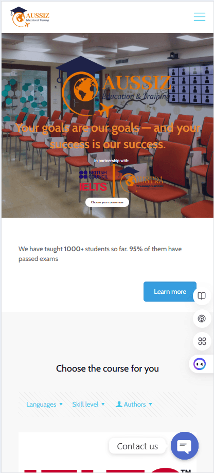 Aussiz Education and Training mobile screenshot in light mode
