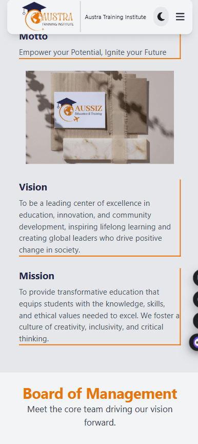 Austra Training Institute mobile screenshot in light mode