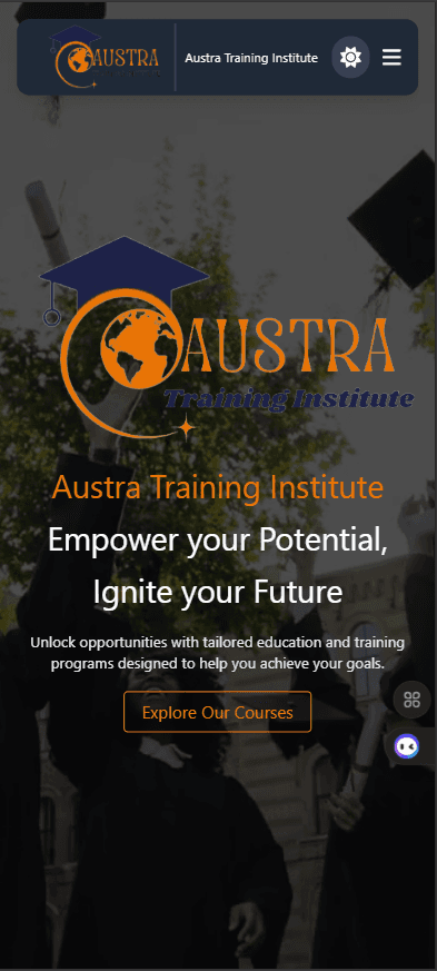 Austra Training Institute mobile screenshot in dark mode