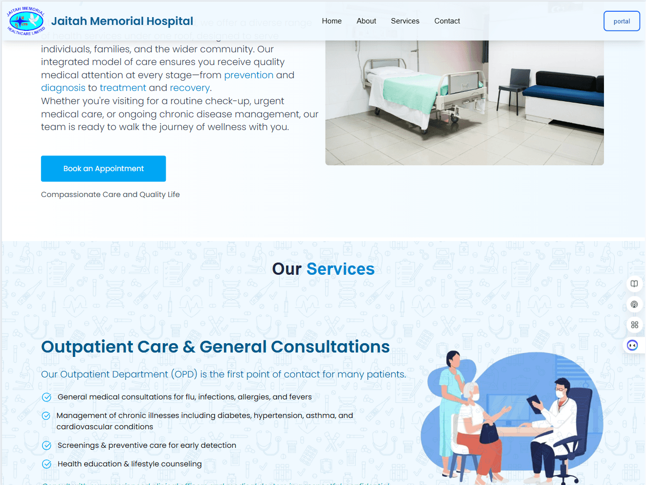 Jaitah Memorial Healthcare Ltd desktop screenshot in light mode