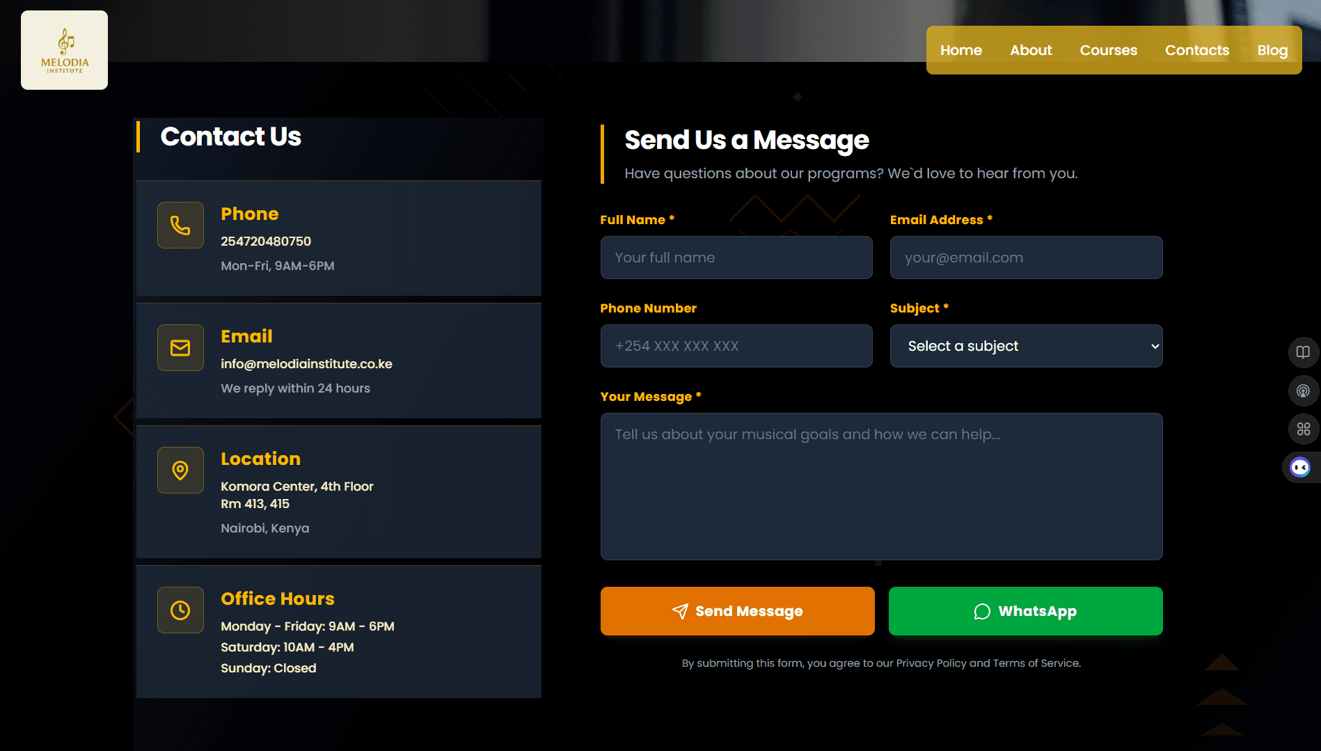 Melodia Institute of Music mobile screenshot in light mode