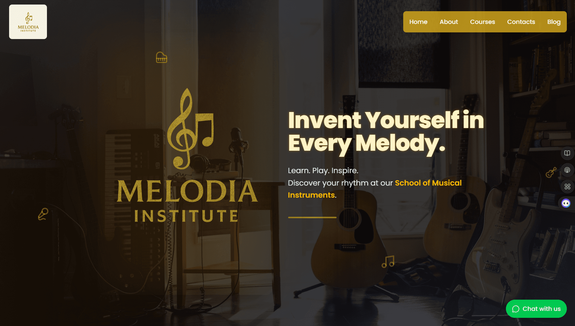Melodia Institute of Music desktop screenshot in light mode