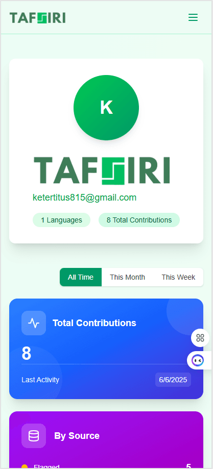 Tafsiri community project mobile screenshot in light mode